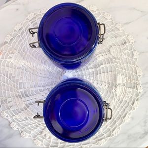 Vintage Kitchen - Pair of Vintage Cobalt Blue Glass Storage Jars Vintage Kitchen - Pair of Vintage Cobalt Blue Glass Storage Jars